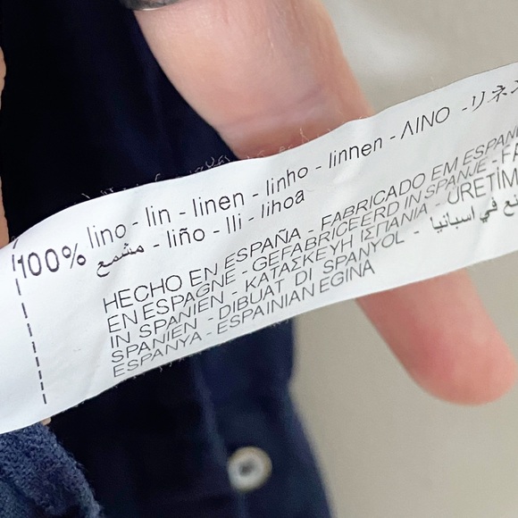 Zara 100% Linen Lagenlook Blue Button Down Top XS - Picture 7 of 7